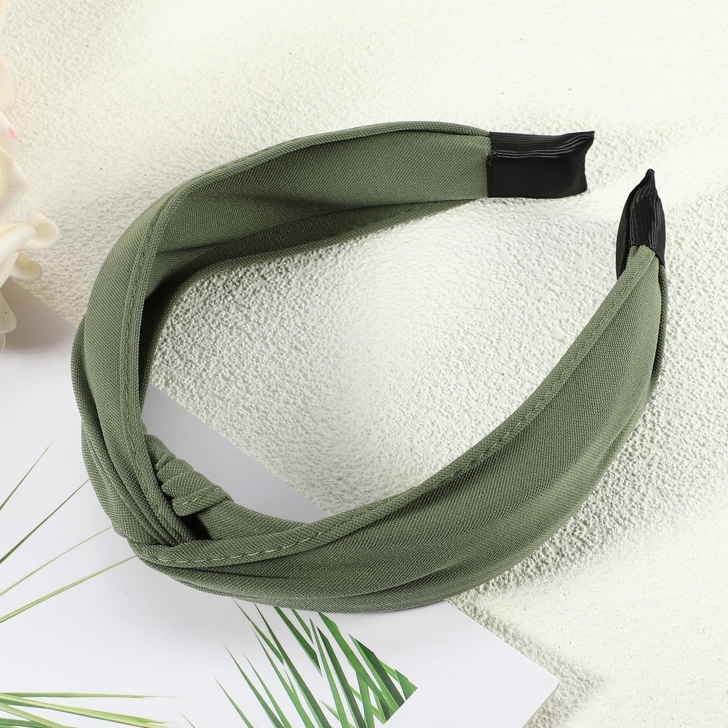 VOCOSTE Knotted Headbands for Women, Top Knot Headband, Cloth Cross Knot Headband, Wide Turban Headband, Womens Knotted Headbands Solid Colors, Green Headband, Hair Accessories for Women