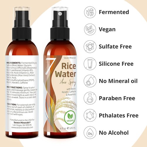 Fermented Rice Water Hair Growth Spray by NEW - Infused with Rosemary, Biotin & Caffeine | Vegan, Non-Greasy, 4 fl oz