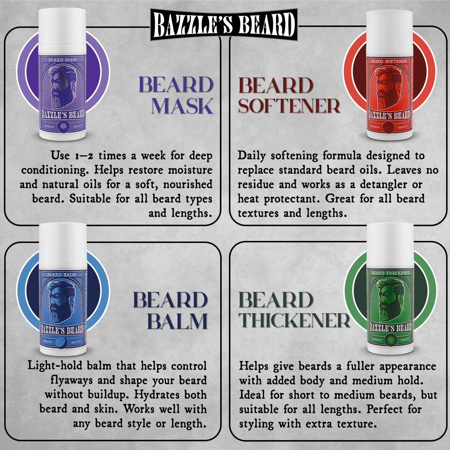 Bazzle Beard Softener - Biotin-Enriched Beard Balm Conditioner for Soft, Shiny Facial Hair
