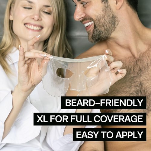 HommeFace Revitalizing Hydrogel Facial Mask Set - Hydrating & Anti-Aging 5ct | Beard-Friendly Korean Skincare