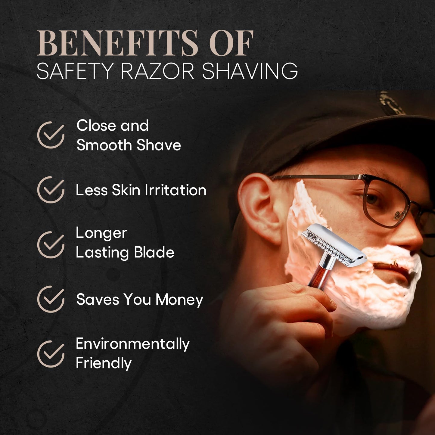 Complete Safety Razor Kit - Includes Mahogany Wood Safety Razor, Closed Comb Double Edge Razor, Safety Razor Stand, Mahogany Shaving Brush, Organic Soap, Shaving Bowl, Shaving Kit For Men, Great Gift