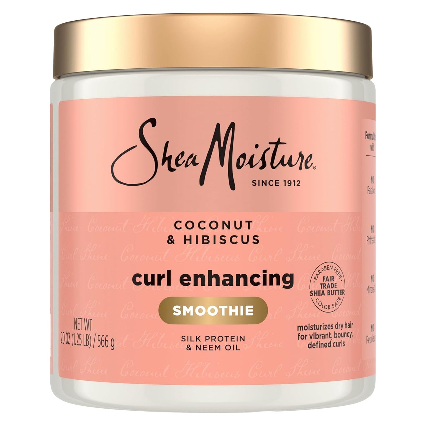 SheaMoisture Curl Enhancing Smoothie - Coconut & Hibiscus Cream for Thick, Curly Hair | 20 oz, Sulfate & Paraben Free