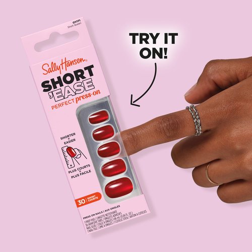 Sally Hansen Salon Effects Perfect Press-On Short'Ease Nails | Square Shape | Easy to Apply, Non-Damaging, Natural Look Vitamin E & B5 | 30 Nails, Nail Glue, Adhesive Tabs, File| Petite French