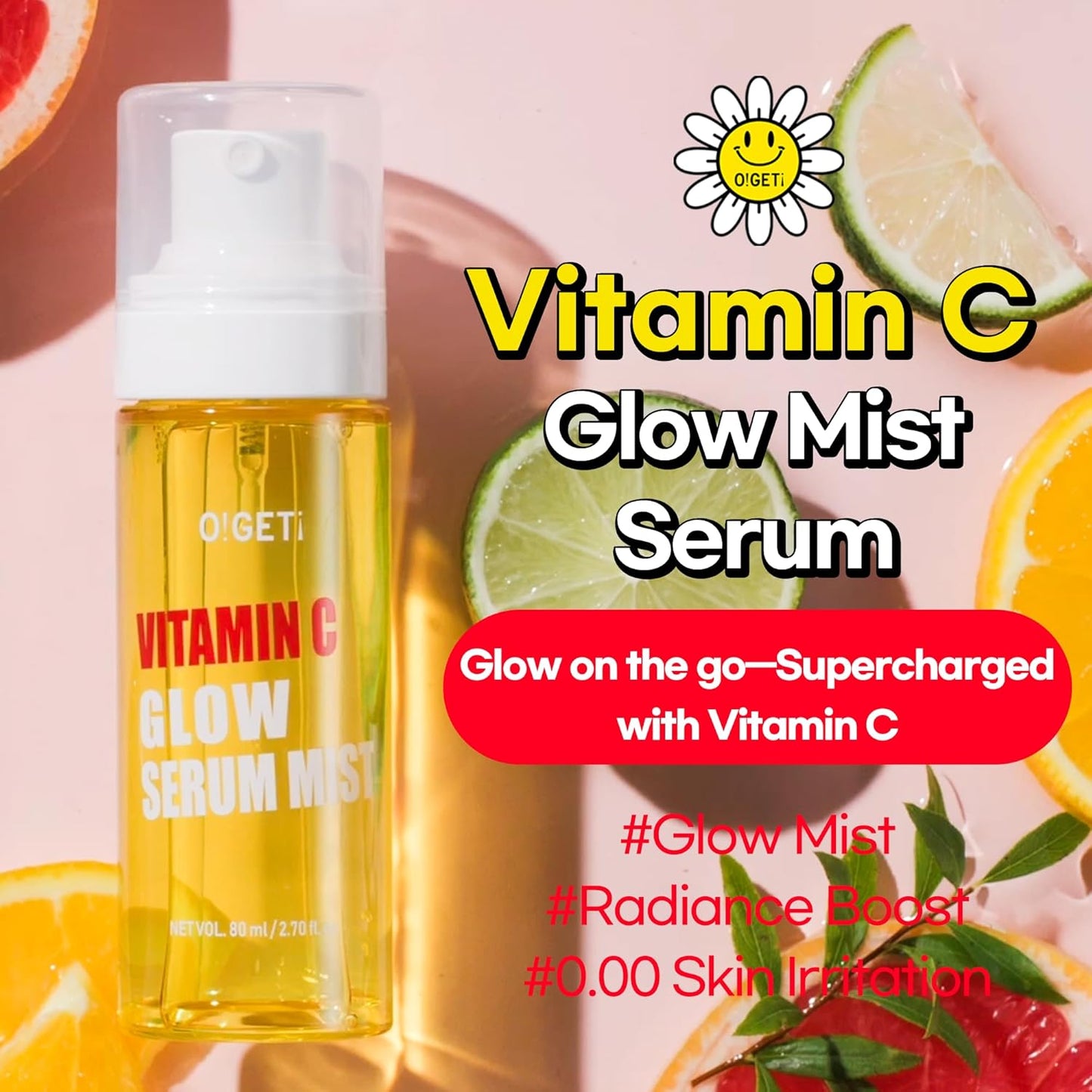 Skiennix Vitamin C Glow Serum Mist - Hydrating & Brightening Face Spray with Jeju Green Tangerine, 2.7 fl. oz.
