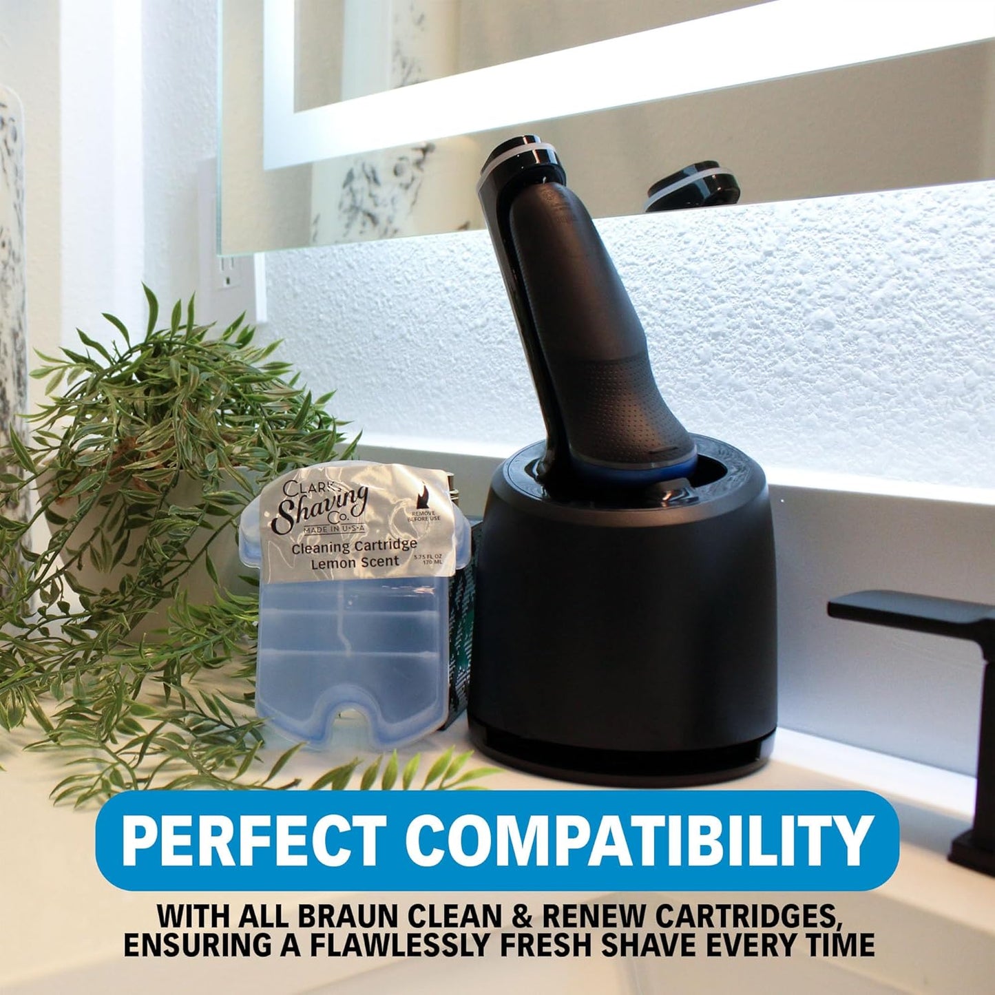 Clark Shaving Co. Shaver Cleaning Solution - 32oz Easy Refill for Braun Clean & Renew