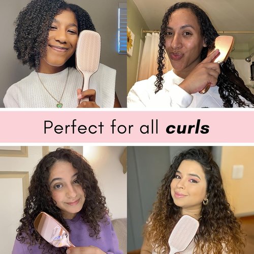 Lily England Detangling Brush - Pain-Free Styling for Curly Hair | Flexible Bristles in Rose Gold
