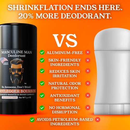 Bootlegger Bourbon Natural Deodorant - Aluminum-Free, Long-Lasting Warm Bourbon Scent, 3.2oz