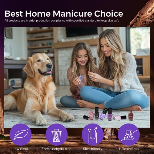 Morovan Purple Nail Polish Set: Brown Nude Glitter Nail Polish Kit Dark Purple Sparkle Shimmer Regular Air Quick Dry Fingernail Polish Pack for Women 2025 Nail Art Design Gift Holiday Party