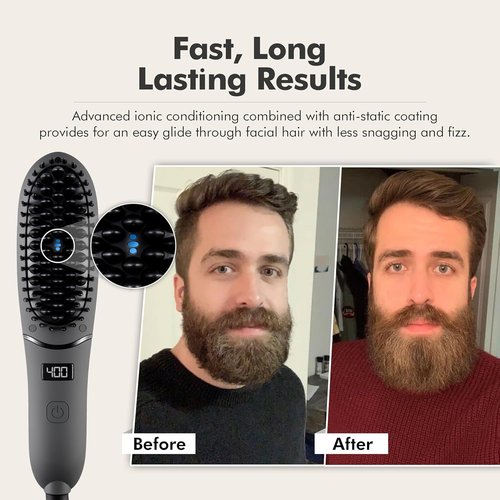 Aberlite Pocket Beard Straightener - Compact Ionic Heat Brush with Anti-Scald Technology | Ideal for Home & Travel