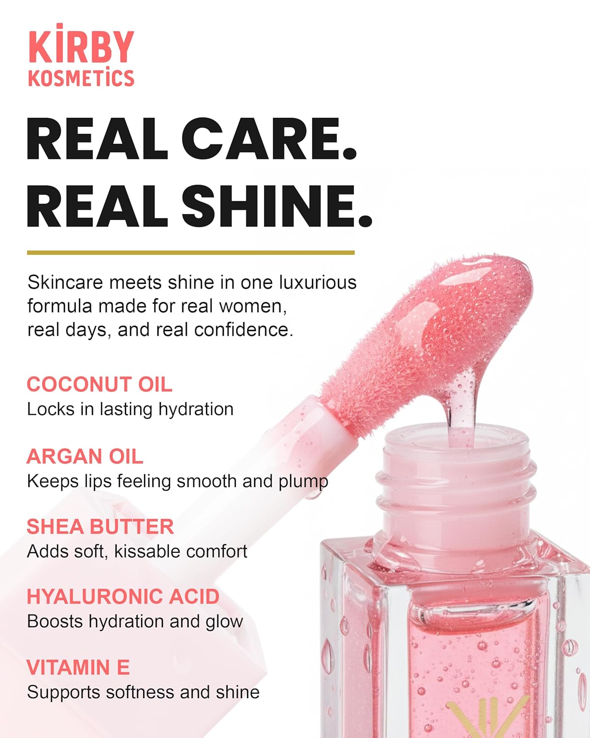 DivineDiva Lip Oil - Hydrating & Moisturizing High-Shine Gloss with Hyaluronic, Coconut & Argan Oils | Vegan Peach Empress