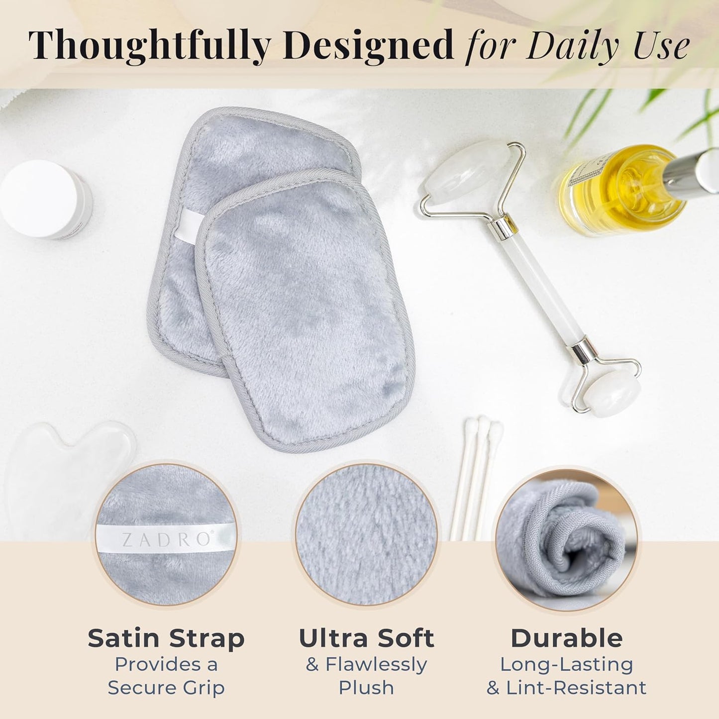 Zadro Makeup Remover Cloths - 6-Pack for Effortless Makeup Removal | Works with Waterproof Products