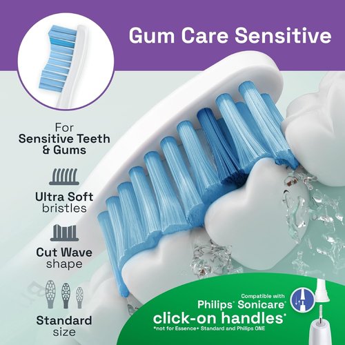 Brushmo Replacement Toothbrush Heads - Sensitive Care for Philips Sonicare | 8 Extra Soft Dupont Bristles, White