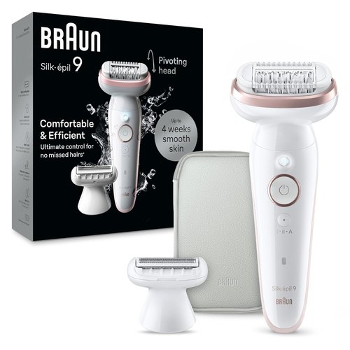 Braun Silk-épil 9 Epilator - Women’s Hair Removal Device with Pivoting Head & Wet/Dry Functionality