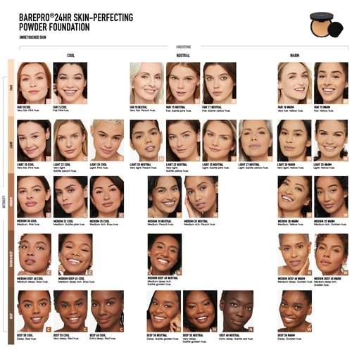 bareMinerals Barepro 24HR Skin-Perfecting Powder Foundation, Matte Pressed Powder Foundation Full Coverage with Plant-Based Squalene, Oil Control, Vegan - Fair 17 Neutral