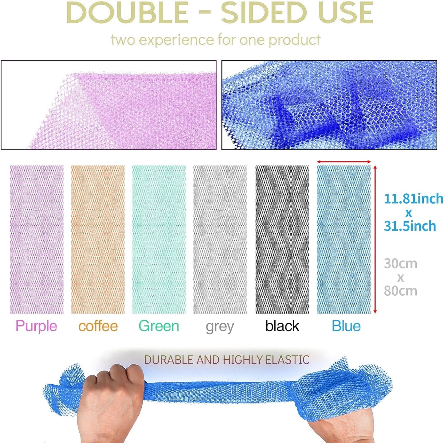 Skiennix African Bath Sponge Set - Exfoliating Net Body Scrubber | 6 Colors for Daily Use