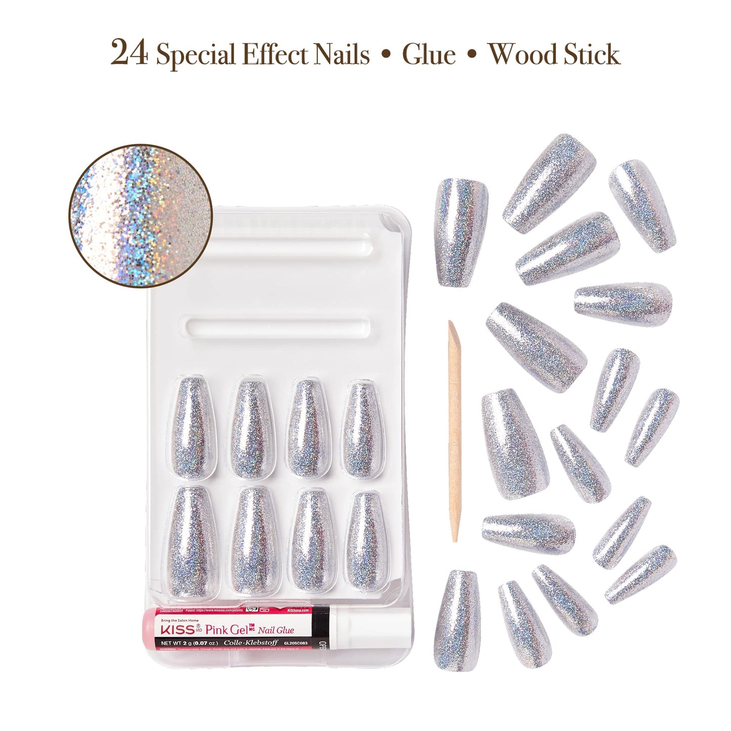 GoldFinger Press On Nails Special Effect Full Cover Nails Glue On Nails Manicure Long Fake Nails with Glue (Let Me Be There)