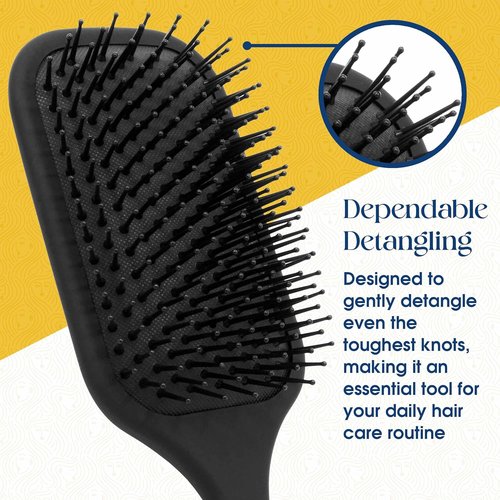 Giorgio Hair Brush Set - Black Paddle Brush with Tourmaline Bristles for All Hair Types | Wet & Dry Use