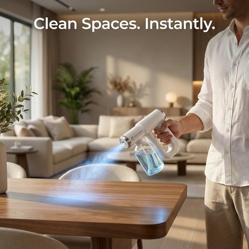 Disinfectant Fogger Machine by Original - Professional Sanitizer Sprayer with ULV Atomizer & Nano Steam Gun - Rechargeable Blue Light V2