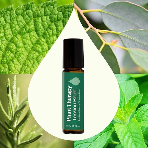Plant Therapy Tension Relief Essential Oil Blend - Pre-Diluted Roll-On, 10 mL | Pure Fractionated Coconut Oil