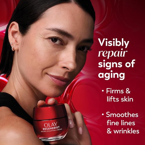 Regine Switzerland Anti-Aging Facial Cream - Olay Regenerist Micro-Sculpting Moisturizer with Triple Collagen & Peptides, 1.7oz