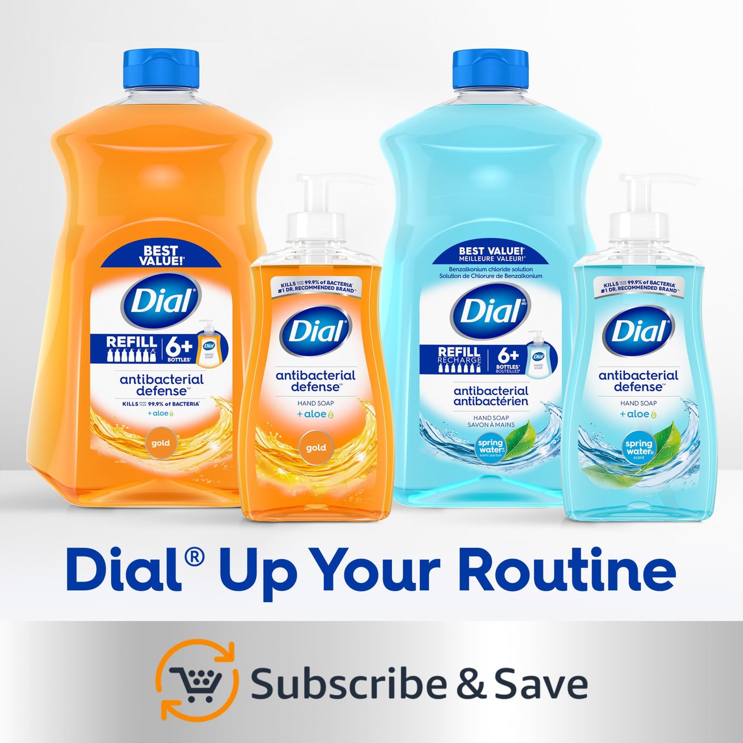 Dial Antibacterial Liquid Hand Soap, Spring Water, 11 fl oz (Pack of 4)