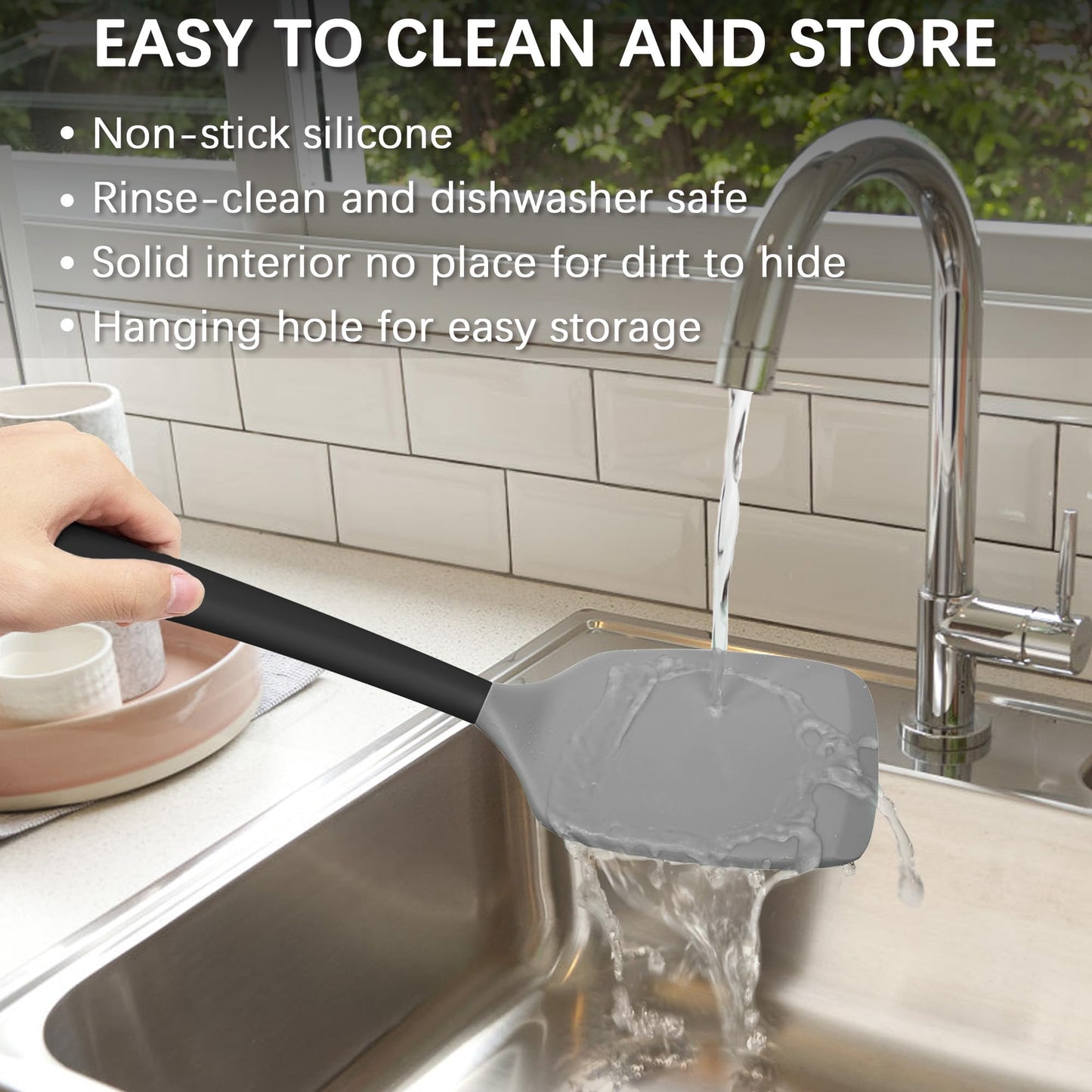 Coukre 2 Pack Silicone Spatula Set, High Heat Resistant, BPA Free Kitchen Spatula, Solid & Slotted Turner for Non-Stick Pans, Sautéing, and Flipping (2, AquaGreen)