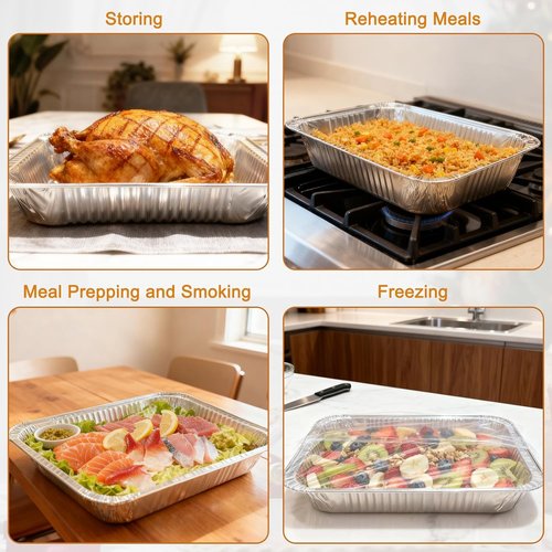 Aluminum Foil Pans 9x13 - 40 Pack Disposable Deep Steam Table Pans for Baking, Roasting & Food Storage