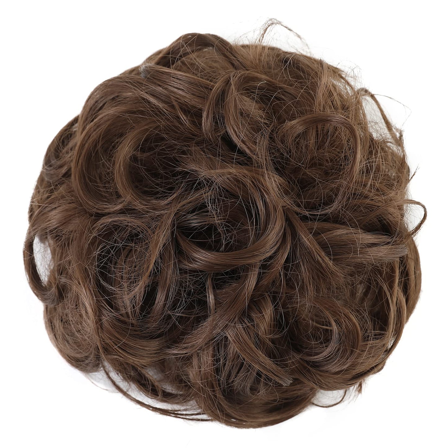 Elaine Big Messy Bun Extension Curly Hair Buns Hair Pieces for Women Synthetic Wavy Large Scrunchies Thick Updo Ponytail (Medium Chestnut Brown -#88)