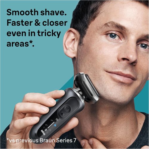 Braun Electric Shaver Series 7 7127cs - Waterproof Wet & Dry Shaving with Turbo & Gentle Modes | Space Grey