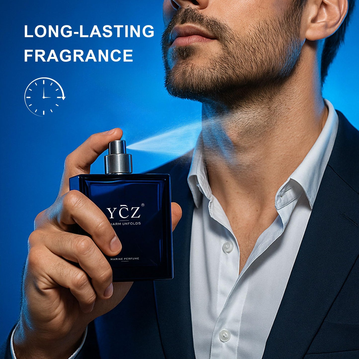 Ycz Men's Cologne Set, 1.7oz(50ml) Bottled Marine Perfume and Borrowing Fire Men Perfume, Long Lasting Eau De Parfum Cologne for Men, Oriental Woody Orange Fragrance, is Christmas Gifts Ideal
