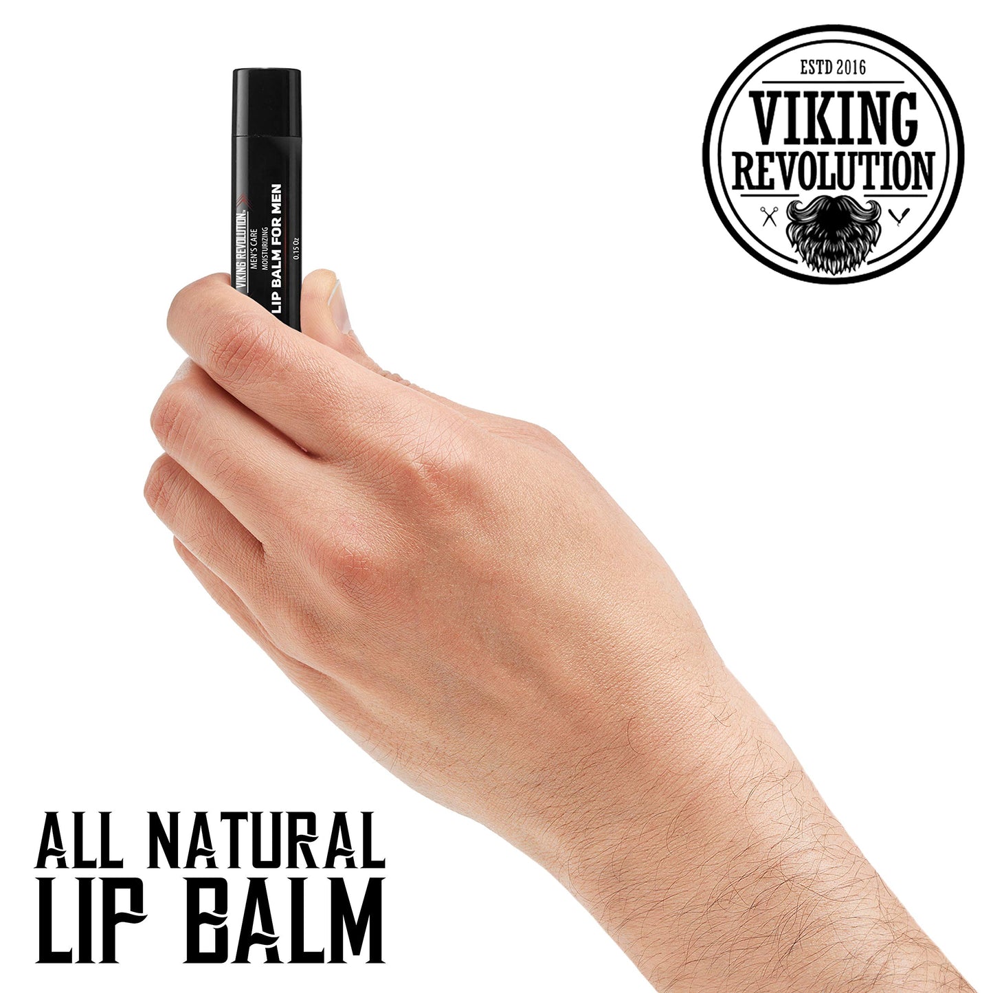 Viking Revolution All Natural Lip Balm for Men - Moisturizer for Dry, Cracked, Chapped Lips with Menthol, Vitamin E - Gifts for Men (4 Pack)