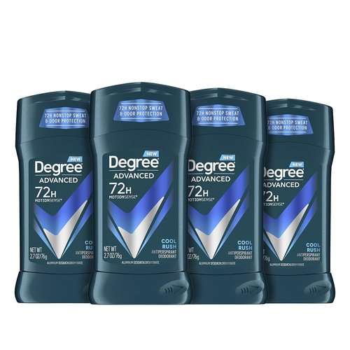 Degree Men Antiperspirant Deodorant - Cool Rush | 72-Hour Sweat & Odor Protection, 2.7 oz (4 Count)