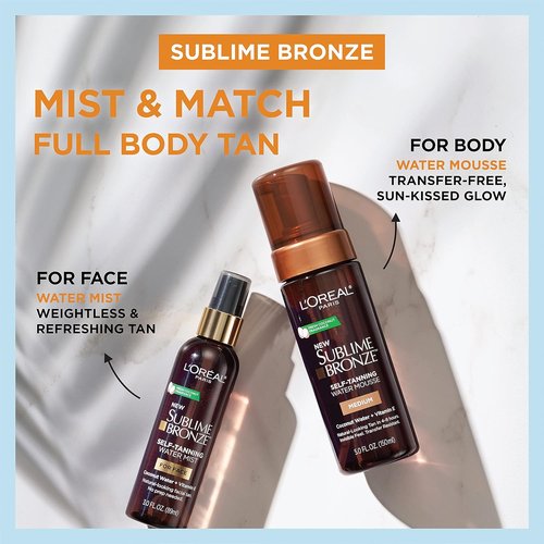 L'Oreal Paris Sublime Bronze Self Tanning Facial Mist - Water-Based, Coconut Water & Vitamin E, 3 fl. Oz