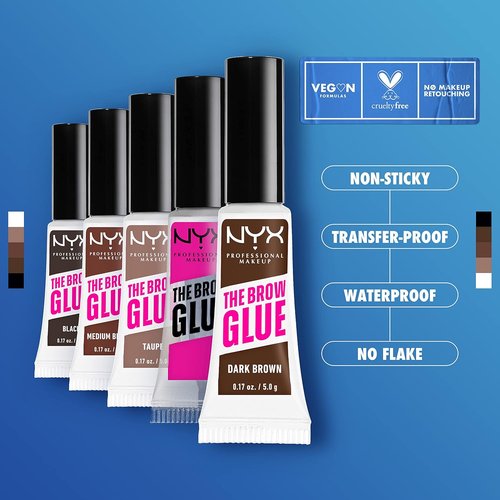 NYX PROFESSIONAL MAKEUP Brow Glue - Extreme Hold Tinted Eyebrow Gel in Dark Brown