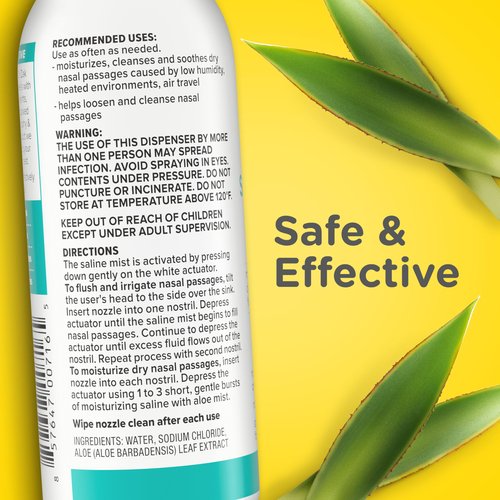 Zarbee’s Soothing Saline Nasal Mist with Aloe, Saline Spray for All Ages Works Quickly to Clear Out & Moisturize Noses, Mist Loosens Mucus & Clears Nasal Passageways, Drug-Free, 3 fl. Oz