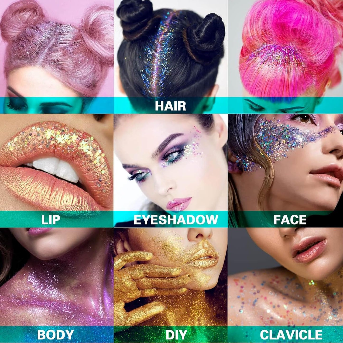 Skiennix White Face Glitter Gel - Sparkling Mermaid Body Glitter for Festivals & Halloween | 50ML