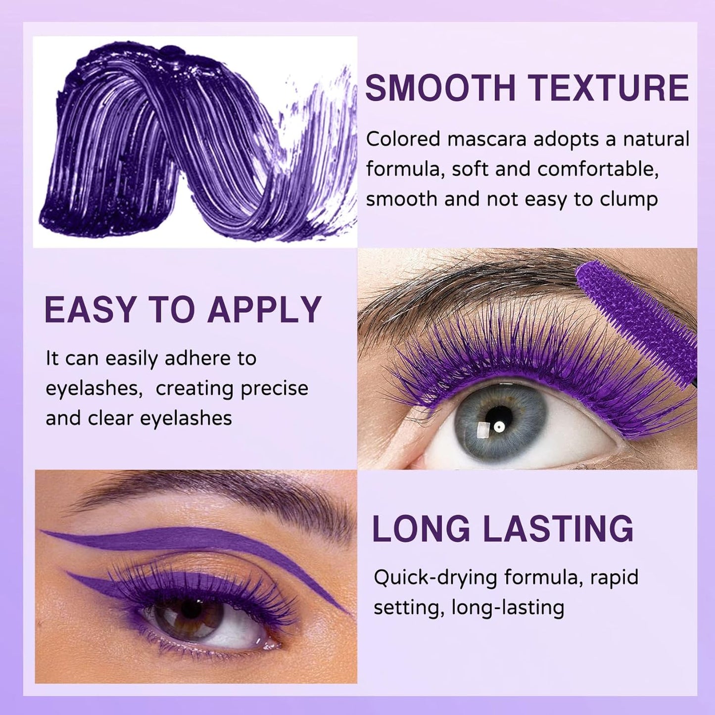 Skiennix Purple Mascara & Eyeliner Set - 5D Volume & Length, Waterproof Formula | Ideal for All Skin Types