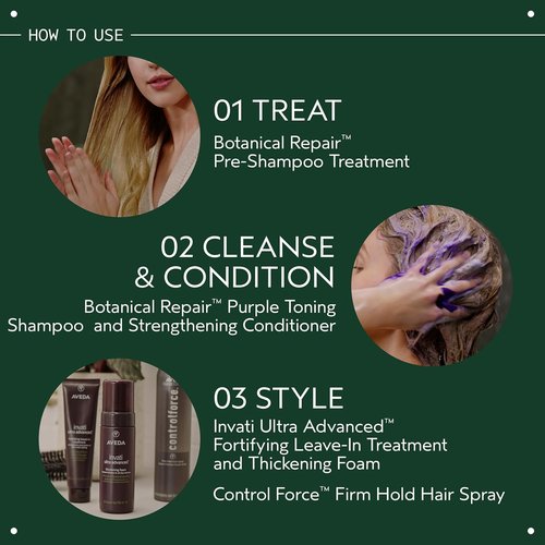 Aveda Botanical Repair Purple Toning Shampoo - Reduces Brassy Tones for Blonde & Silver Hair | 6.7 fl oz
