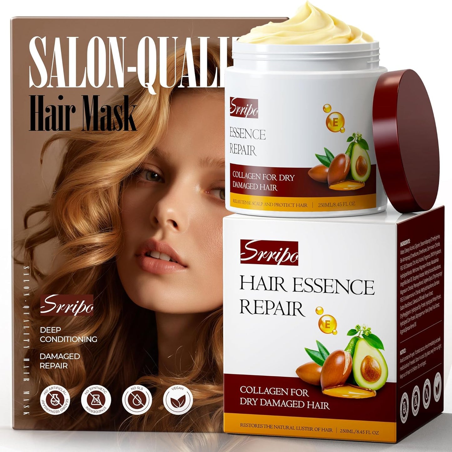Skiennix Collagen Hair Mask - Deep Conditioning Keratin Treatment with Moroccan & Avocado Oils | 8.45 OZ
