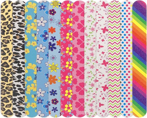 LNAUJS Nail Files - 12PCS Professional Double-Sided 100/180 Grit for Manicure & Pedicure