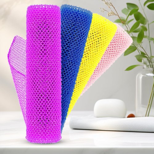 African Net Sponge | 4-Piece Exfoliating Shower Loofah Set for Gentle Cleansing & Daily Use