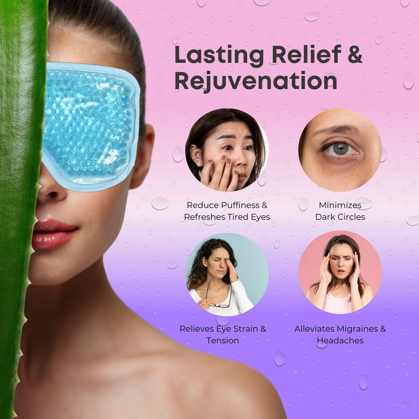 Cooling Gel Bead Eye Mask - Reusable Eye Mask with Cooling Gel for Puffiness, Migraines, Headaches & Post-Surgery Relief - Cold Eye Mask for Puffy Eyes & Relaxation (Light Blue)