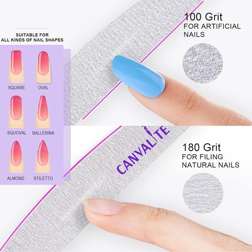 Canvalite Nail Files - 25 PCS Professional Double-Sided Emery Boards | Reusable 100/180 Grit for Salon & Home Use