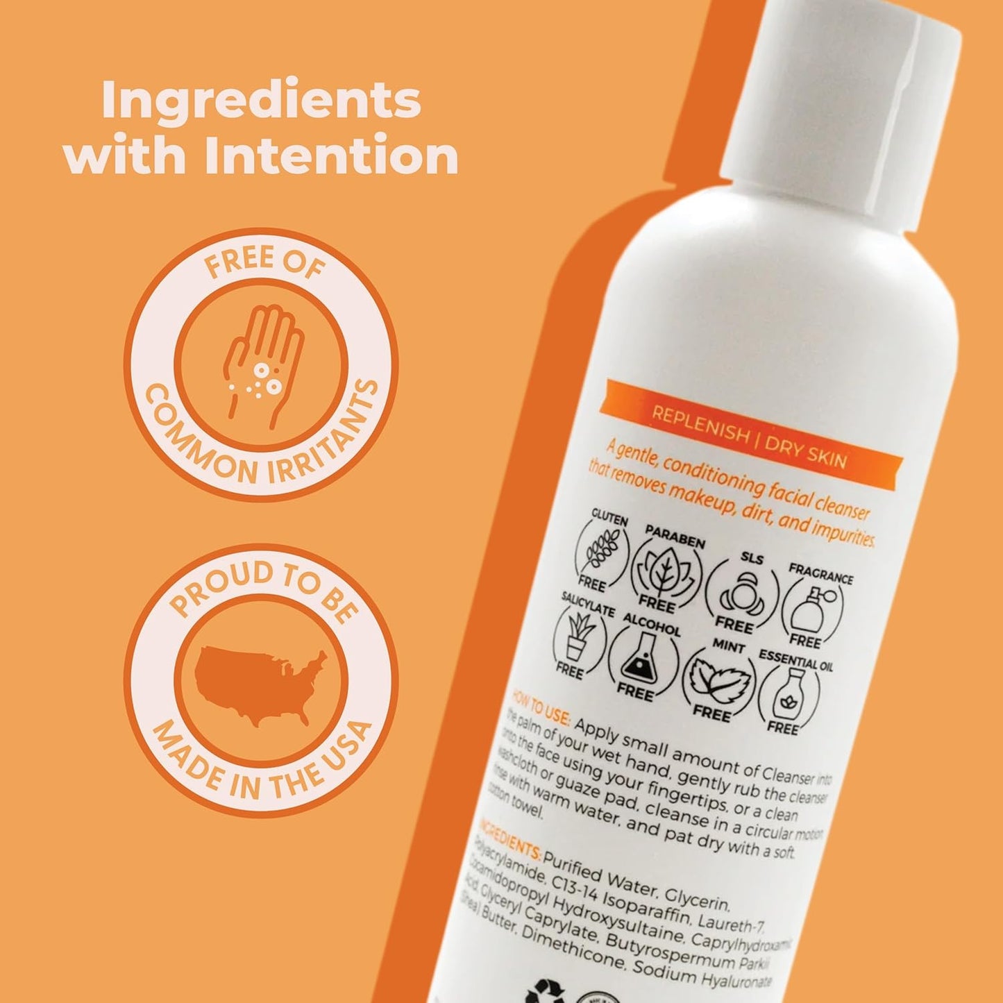 Cleure Gentle Face Cleanser - Hydrating Daily Lotion for Dry Sensitive Skin, pH Balanced with Shea Butter & Sodium Hyaluronate (8 oz)