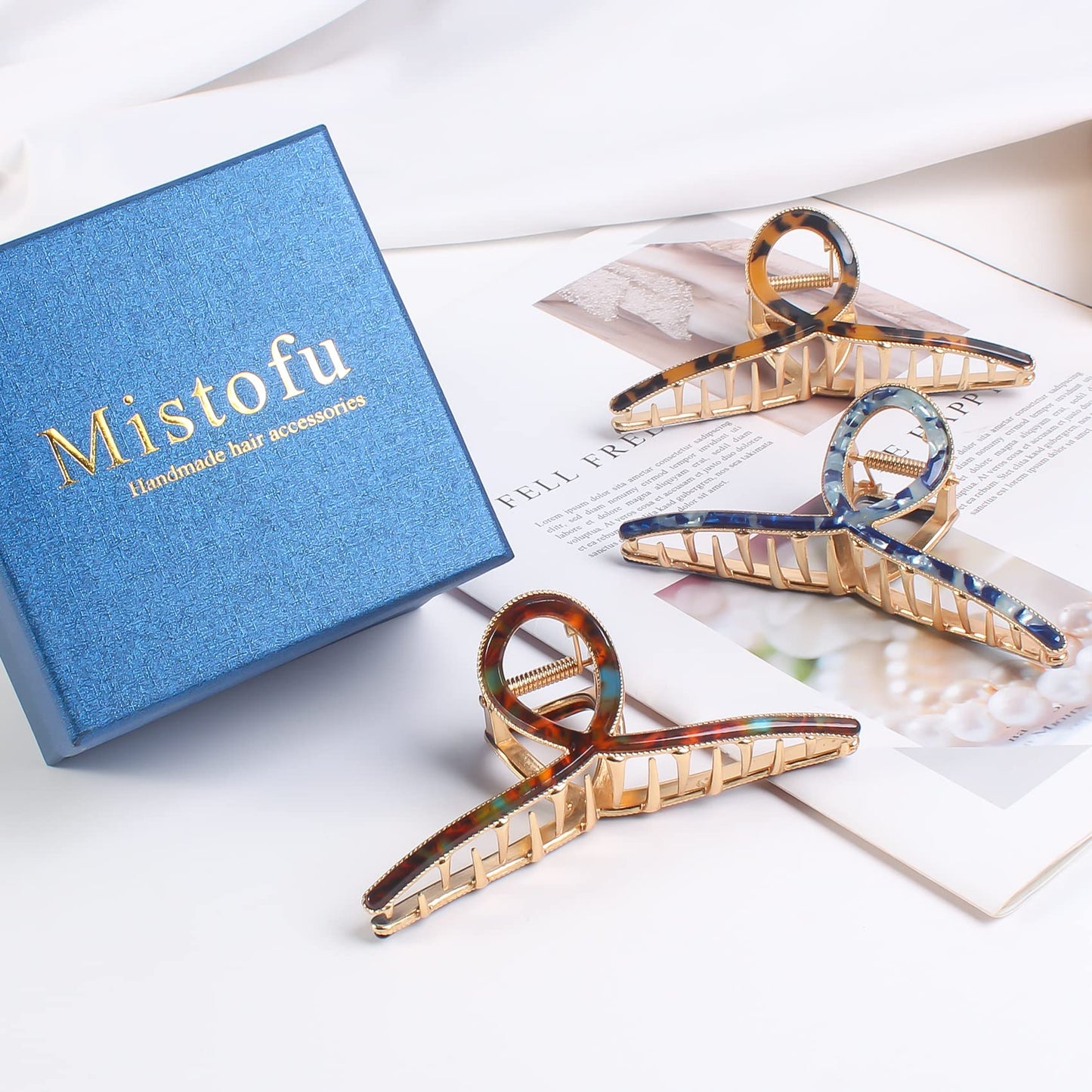 Mistofu Hair Clip, 3 Pack - Large Metal Hair Claw Clips for Women's Thick or Thin Hair, 3 Styles, Practical, Sturdy - Perfect for Long Hair, Short Hair, Daily or Special Occasions