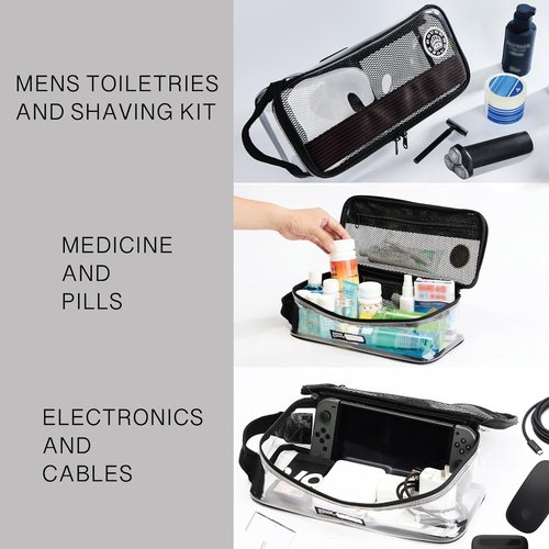 Rough Enough Clear Toiletry Bag - Large Travel Organizer for Men's Shaving Kit & Accessories