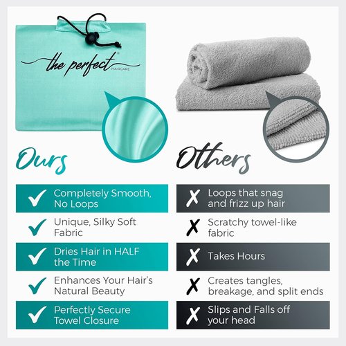 **THE PERFECT HAIRCARE Microfiber Hair Plopping Towel Set - Super Absorbent Anti-Frizz Wrap & 2 Curl Scrunching Towels for Fast Drying**