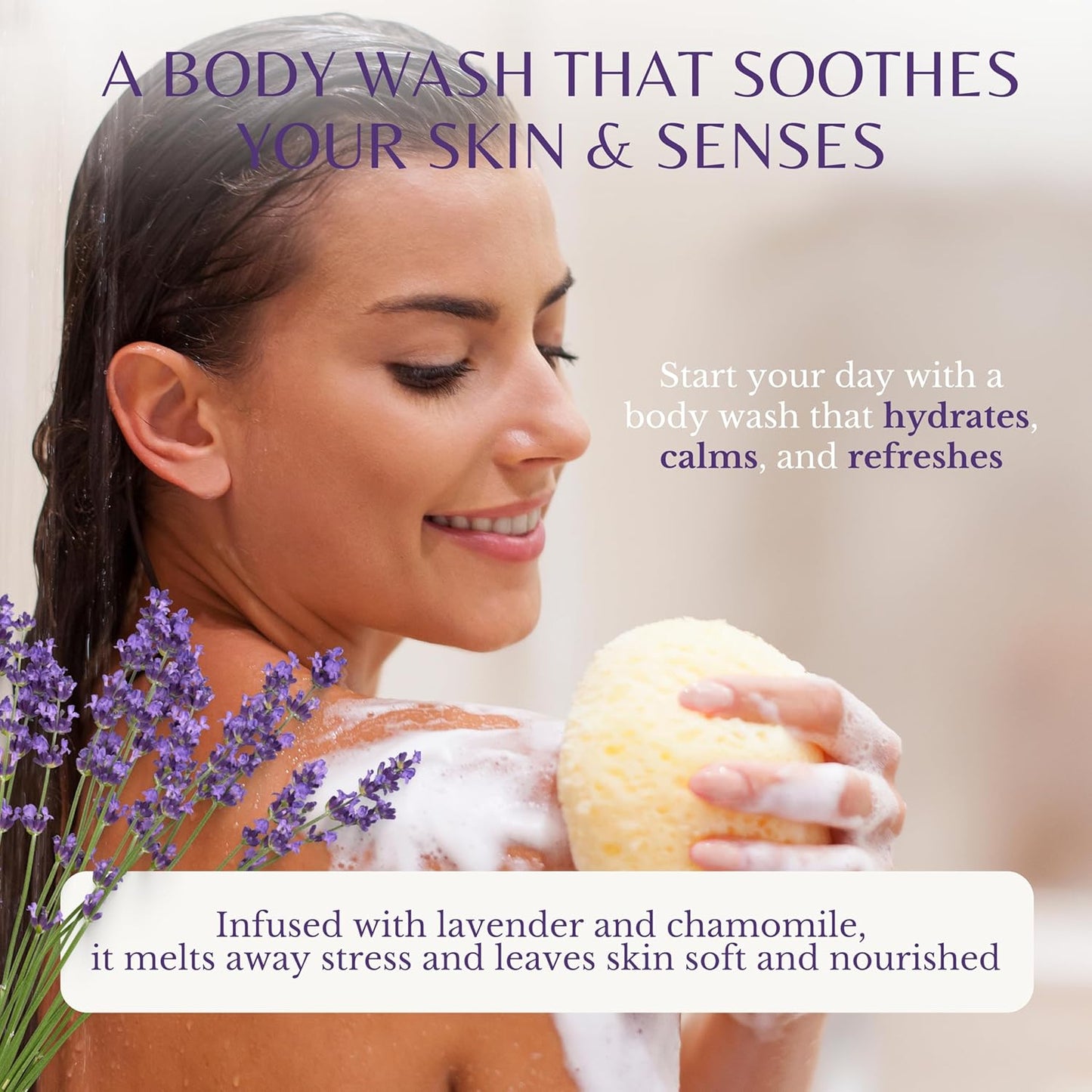 Edenika Lavender Body Wash - Vitamin E Infused, Moisturizing & Relaxing Shower Gel | 16 fl oz, 2-Pack