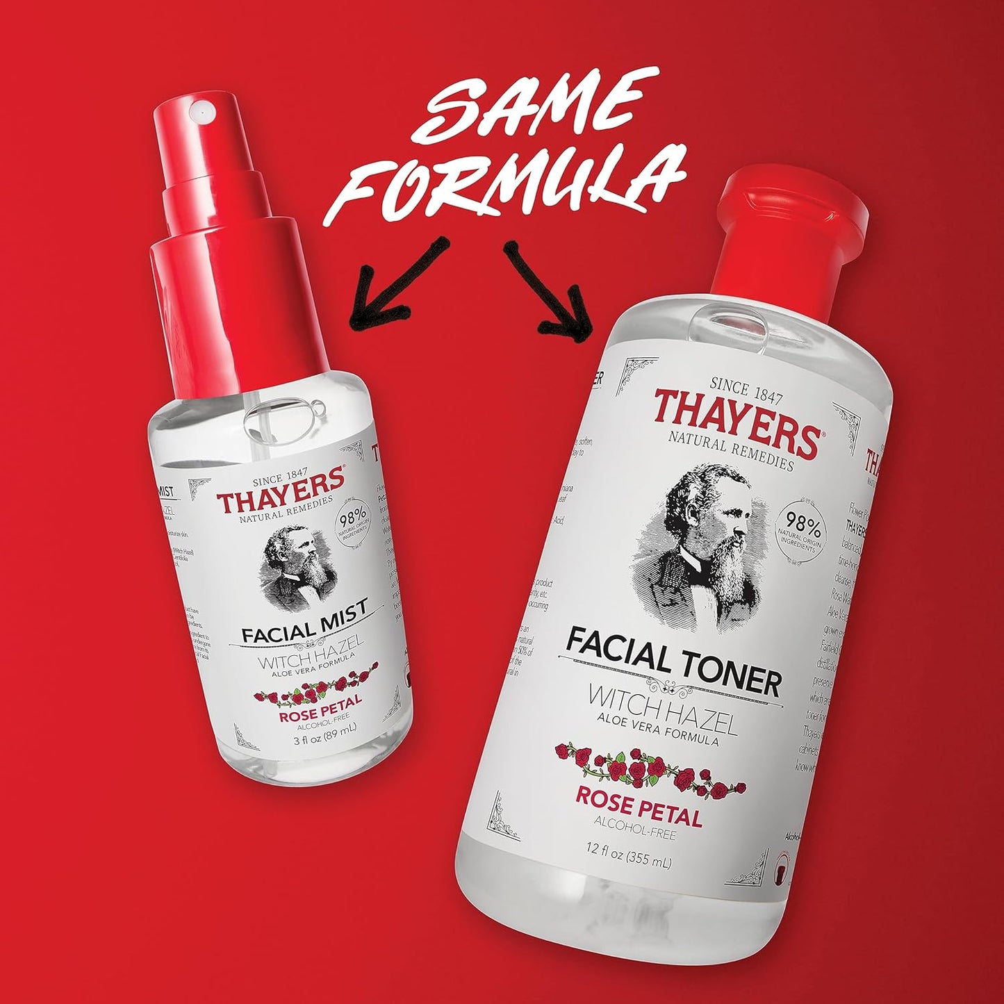 Thayers Witch Hazel Facial Mist Toner - Alcohol-Free, Soothing Aloe Vera & Rose Petal | 3 oz Trial Size