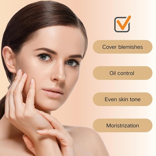 Regine Switzerland BB Cream Tinted Moisturizer - SPF 50, 9-in-1 Full Coverage, Oil-Free, Natural Color (#01) with Puff